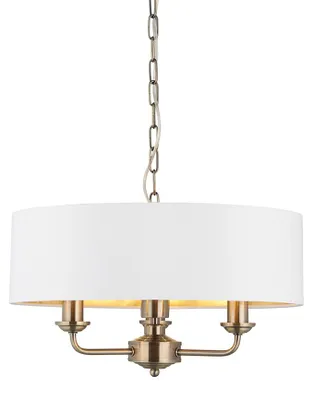 Zdjęcie produktu dla Lampa wisząca HIGHCLERE antyczna mosiężna 3xE14x15W tkanina wym:142x45x45cm IP20 Endon