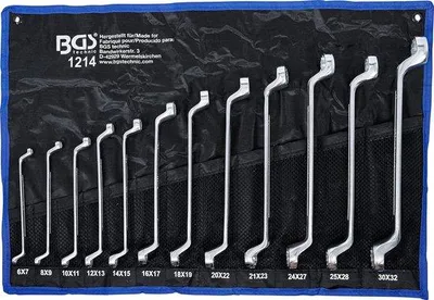Zdjęcie produktu dla 12-częściowy zestaw kluczy płasko-oczkowych | offset | SW 6 x 7 - 30 x 32 mm | wraz z etui Tetron | stal CV
