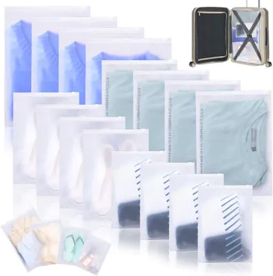 Produktbild von Reisebeutel für Kleidung – Set mit 16 Stück – Platzsparende Packbeutel – Reiseorganizer mit Wäschebeutel – Kompressionsbeutel
