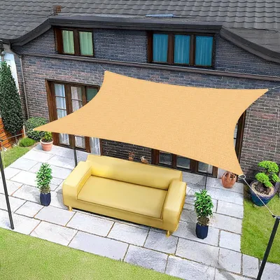 Immagine prodotto di Telo ombreggiante quadrato, 3x3 metri, in HDPE, colore sabbia, con protezione UV al 95%, ideale per giardino e spazi esterni