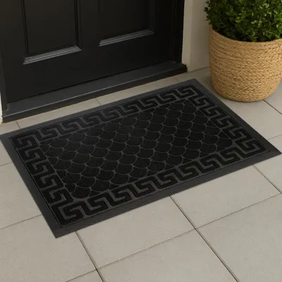 Produktbild von Fußmatte Tivoli 45x75 cm Schwarz – für Innen & Außen, rutschfest, modernes 3D-Design, leicht zu reinigen, Schmutzfangmatte für die Haustür