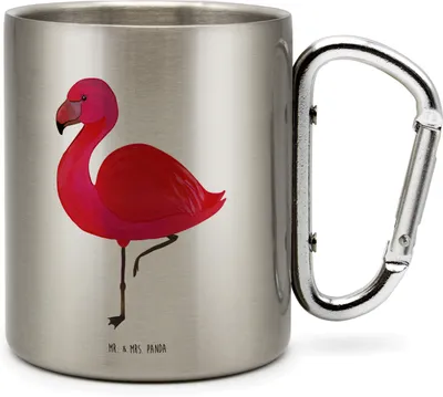 Produktbild von Mr. & Mrs. Panda thermotasse Flamingo Classic - Transparent - Geschenk, Teebecher, Thermobecher Edelstahl, Freundinnen, Geschwister, Prächtig, Campingbecher, Teetasse
