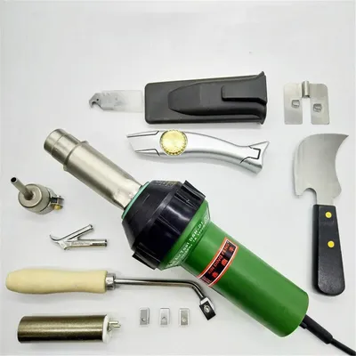 Image de Topchances1600W appareil portatif de soudage de plastique, pistolet à air chaud de soudage de vinyle pistolet à air chaud, outils au sol kit de soudage au sol avec buses de vitesse rouleau Pe tige en plastique PVC