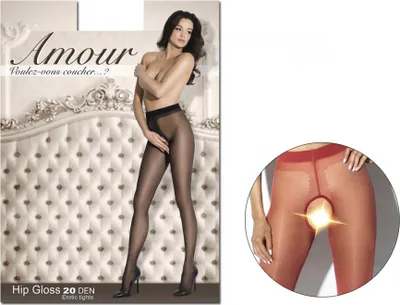 Produktbild von Rote Damenstrumpfhose mit glänzendem Schrittloch Rot 3-4