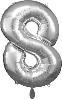 Produktbild von Amscan Foil Balloon Number 8 Junior 53 X 83 Cm Silver