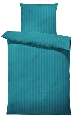 Produktbild von 4 teilig Bettwäsche 155x220 cm gestreift petrol Damast Microfaser Übergröße
