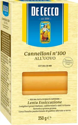 Produktbild von 5x De Cecco Pasta Cannelloni n. 100 Uovo Ei Pasta 250 g