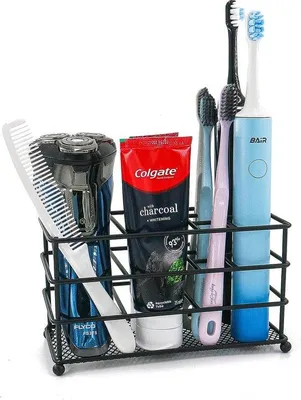 Produktbild von Elektrische Tandbürstenhalter für Wohnzimmer, 7 Fächer, elektrische Zahnbürsten und Zahnpasta-Halter, Organizer für Zuhause, Badezimmer, Büro (schwarz)