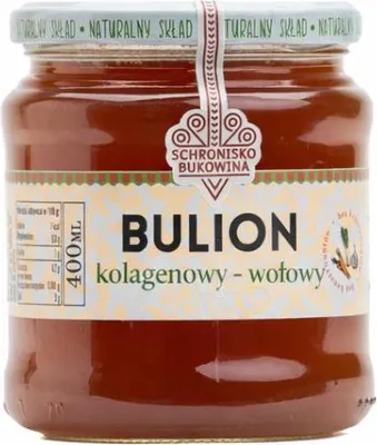 Zdjęcie produktu dla Bulion wołowy kolagenowy 400 ml - Schronisko Bukowina