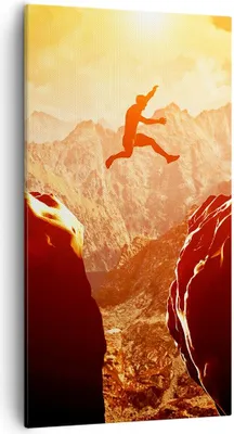 Produktbild von Bild auf Leinwand - Leinwandbild - Mann Berg Freiheit - 55x100cm - Wand Bild - Wanddeko - Leinwanddruck - Bilder - Kunstdruck - Wanddekoration - Leinwand bilder - Wandkunst - PA55x100-2827