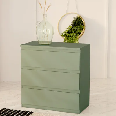Image de Commode - EDMORE - 3 tiroirs - Sauge - 77,2 x 42 x 79,8 cm