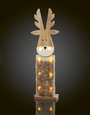 Produktbild von LED-Rentier aus Holz, 8 LEDs