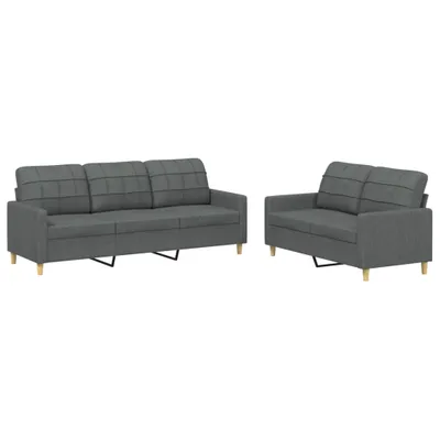Immagine prodotto di vidaXL Set divano 2 pezzi con cuscini in tessuto grigio scuro