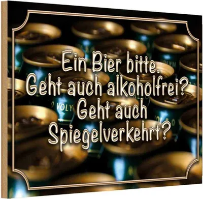 Produktbild von vianmo Holzschild 12x18 cm Ein Bier bitte geht alkoholfrei Spruch Zitat