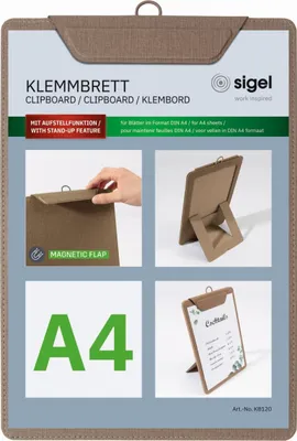 Productafbeelding van sigel KB120, menukaartklembord, DIN A4, beige