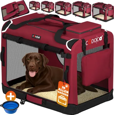 Image de CADOCA® Cage de transport XXL Rouge pour animaux chien chat rongeur Respirant Pliable Sac de transport Matelas douillet