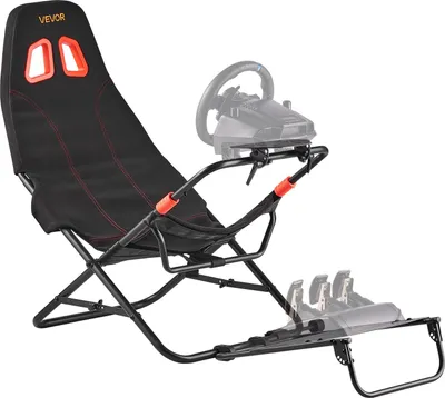 Zdjęcie produktu dla Stojak na kierownicę VEVOR, składany i regulowany kokpit do symulatorów wyścigowych, szerokość 620 mm, kompatybilny z Logitech G923/G920/G29, Thrustmaster T248P, Fanatec, Hori, Mad Catz, czarny