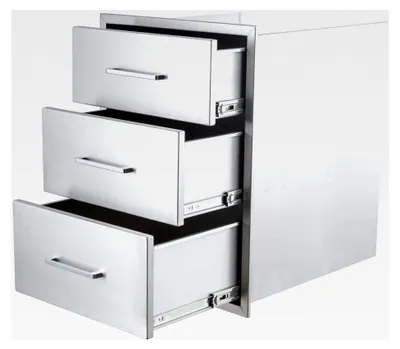 Produktbild von Gastro-Küchenschrank aus Edelstahl mit 3 Schubladen, Outdoor-Küchenschrank für Küche, Restaurant, Garage, 46 x 45 x 61 cm