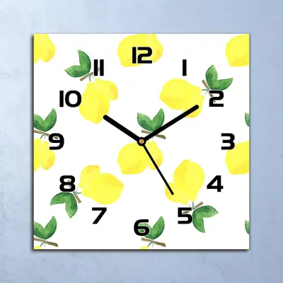 Produktbild von Wanduhr Echt-Glas-Küchenuhr Zitrone Aquarell Quarz Lautlos 30x30 Deko Bilder