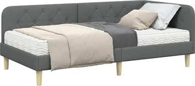 Zdjęcie produktu dla Rama łóżka narożnego Ciemnoszary 100 x 200 cm tkanina