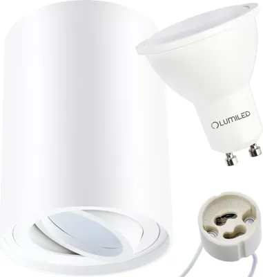Produktbild von Stropní svítidlo LUMILED pro povrchovou montáž bodové stropní svítidlo bodové otočné kulaté bílé + LED GU10 6 W 230V neutrální bílá 4000K