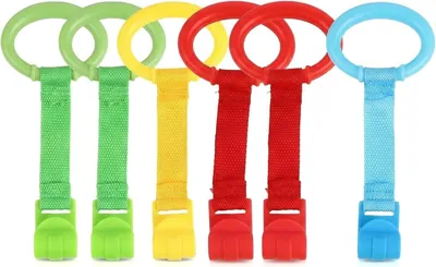 Imagen del producto de Juego de 6 aros de cuerda para bebés, colores variados, ideales para ayudar a gatear y desarrollar habilidades motoras, y diseñados con seguridad