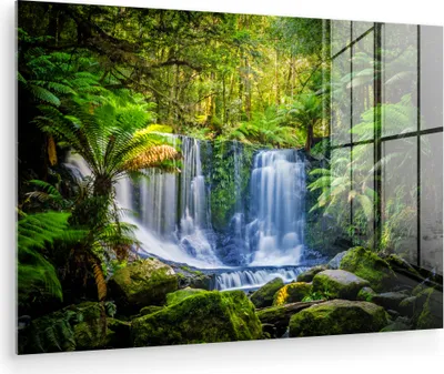 Produktbild von MuchoWow Glasbilder - Bilder auf Wandbild - Foto auf Glas Dschungel - Wasserfall - Australien - Pflanzen - Natur 60x40 cm Wanddekoration aus Glas - Acrylglasbild - Acrylbilder - Glasfotos