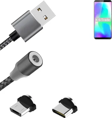 Produktbild von K-S-Trade Hochwertiges Magnet-Lade-kabel Sync-Kabel Daten-Kabel für Cubot X19 mit USB-Typ-C-Anschluss und Micro-USB-Anschluss 2A bis zu 480mbps