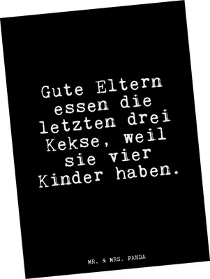 Produktbild von Mr. & Mrs. Panda Postkarte Gute Eltern essen die... - Schwarz - Geschenk, Ansichtskarte, Muttertag, Ansichtskarten, Fotokarte, Spruch, Sprüche, Vater, Postkarten, Familie
