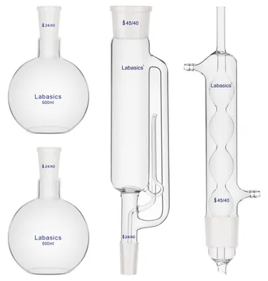 Soxhlet-Extraktor 500 ml, Borosilikatglas, mit Kühler und 2 Kolben