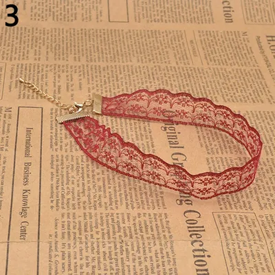 Produktbild von Punk Spitze Hohl Frauen Halsband Halskette Gothic Schmuck Braut Boho Charme-Burgund