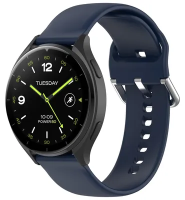 Productafbeelding van Hoogwaardige siliconen horlogeband in effen kleur voor de Xiaomi Watch 2, met metalen sluiting. Vervangende horlogeband, maat L, donkerblauw