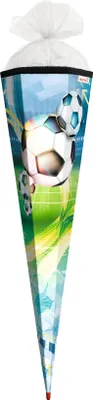 Produktbild von ROTH Schultüte groß Fußball 85 cm eckig Rot(h)-Spitze Tüllverschluss Zuckertüte Schulanfang