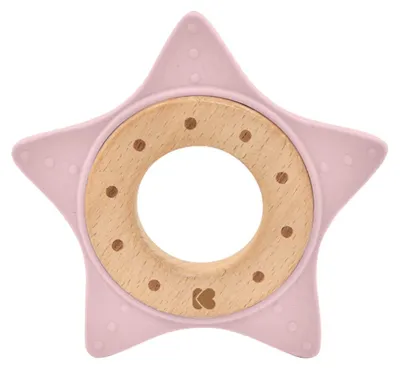 Produktbild von Kikkaboo Beißring Star, Buchenholz, Silikon, Zahnhilfe, Greifling, ab Geburt rosa