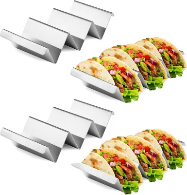 Produktbild von Sonstiges eBook-Reader-Zubehör 2 Stück Taco-Halter, gewellter Formhalter, Tortilla-Halter mit Griffen, spülmaschinenfester und ofenfester Edelstahl, z