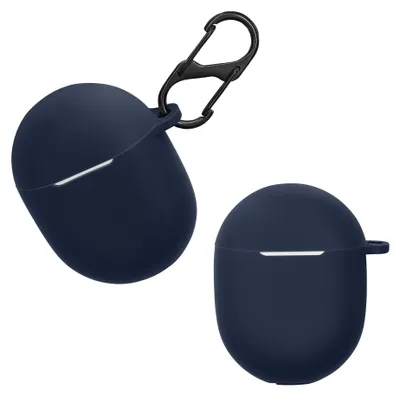 Produktbild von kwmobile Schutzhülle für Google Pixel Buds A Series Hülle - TPU Silikon Case für Kopfhörer Ladecase - stoßfestes Cover mit Karabiner - Dunkelblau