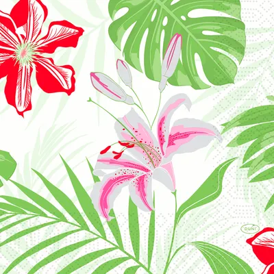 Zdjęcie produktu dla Duni Servietten Tropical Lily 33x33cm 3 lagig 50er