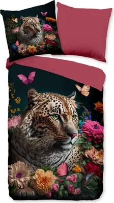 Produktbild von Duvet cover Pure 135x200 + 1* 80x80 cm - leopard with flowers