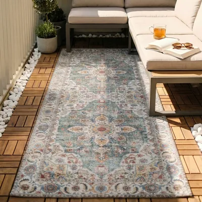 Zdjęcie produktu dla Volero - Chodniki dywanowe nadające się do prania - Domingo Mandala Oliwkowy - 80x180 cm