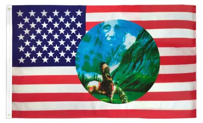 USA-Flagge mit Indianer im Kreis 150x90 cm, Polyester