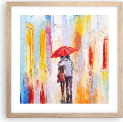 Produktbild von Gerahmtes Poster - Rahmen in heller Eiche - Liebhaber Regenschirm - 40x40 cm - Wand Bild - Wanddeko - Wandbilder - Wandposter - Bilderrahmen - Bilder - Kunstdruck - Wandbild - P2NAC40x40-3692