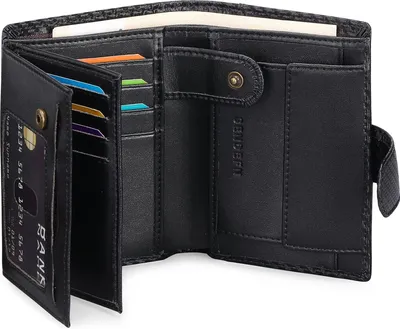 Produktbild von Herren-Geldbörsen aus Leder mit RFID-Schutz, großes echtes Portemonnaie im Hochformat, Trifold-Geldbörse mit 16 Kartenfächern & Münzfach
