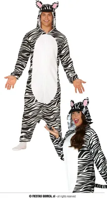 Produktbild von Zebra Onesie Herren Jumpsuit, Größe: 48 - 50 (M) Farbe: Weiß
