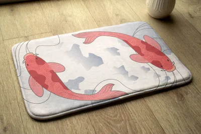 Produktbild von Badteppich Saugfähige - Badezimmer Teppich - Rutschfester Badvorleger Badematte - 90x60 cm - Karpfenfisch