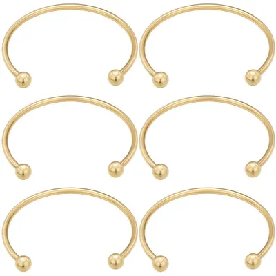 6er-Set offene Manschettenarmbänder aus vergoldetem Messing, 5,9 cm Ø