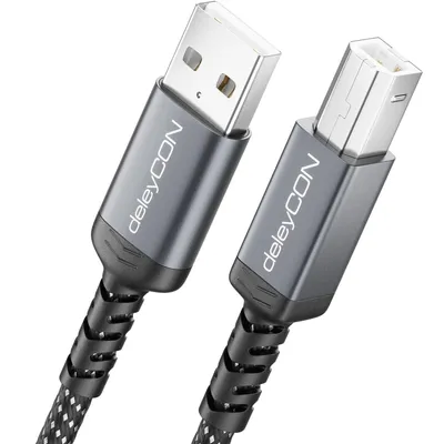 Produktbild von deleyCON 5m USB-B Druckerkabel USB-B auf USB-A geflochten