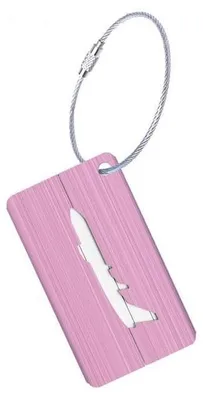 Image de Étiquette à bagages en aluminium avec motif d'avion - Rose