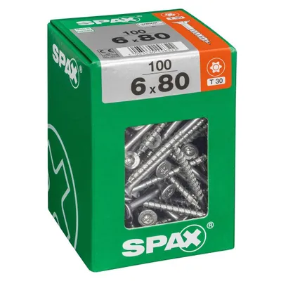 Immagine prodotto di Set 100 viti SPAX Torx in acciaio a testa svasata, Diam.6 mm x L.80 mm