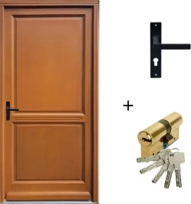 Image de Porte d'entree Bois Pleine, Eyden (Edda), H215 x L90 p, droite + Poignee Et Barillet (ref010723NO)