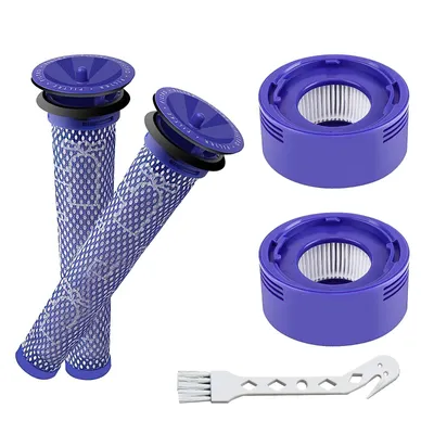 Produktbild von 4 Pack Filter Ersatz für Dyson V8 Absolute, V8 Animal, V7 Absolute, V7 Motorhead, V7 Animal Staubsauger | 2 HEPA Post Filter, 2 Pre Filter, 1 Bürste| Ersetzt Teil # 965661-01 & 967478-01
